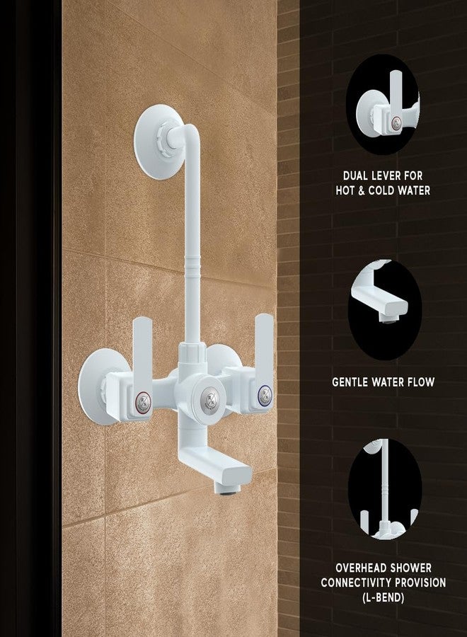 R. N. RN PTMT Superior Plastic Faucet 3 in 1 L-Bend Wall Mixer Tap for Bathroom for Hot & Cold Water | Provision to Connect Overhead Shower (Marble)_RNABP18B19 | 20mm(3/4") Cartridge - Image 4